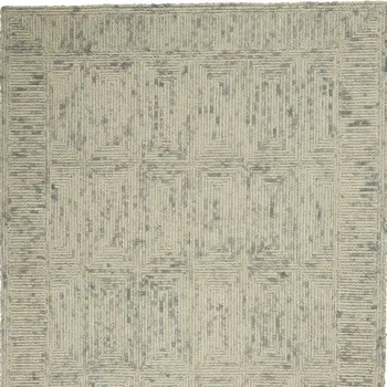 4' X 6' Ivory and Gray Wool Geometric Area Rug