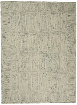 4' X 6' Ivory and Gray Wool Geometric Area Rug