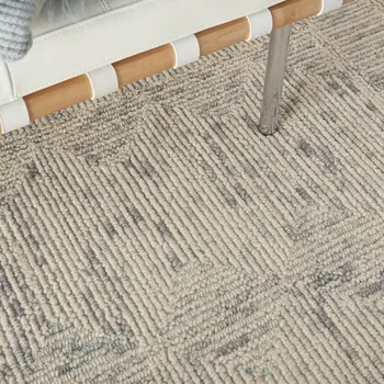 4' X 6' Ivory and Gray Wool Geometric Area Rug