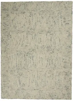 4' X 6' Ivory and Gray Wool Geometric Area Rug