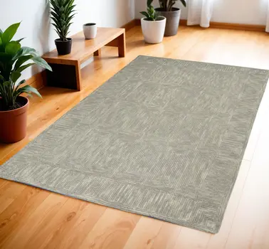 4' X 6' Gray Wool Geometric Area Rug