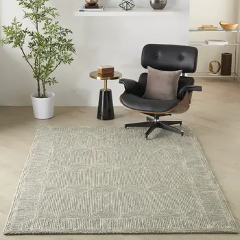 4' X 6' Gray Wool Geometric Area Rug