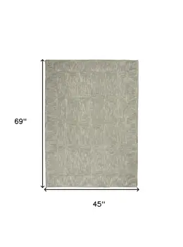 4' X 6' Gray Wool Geometric Area Rug
