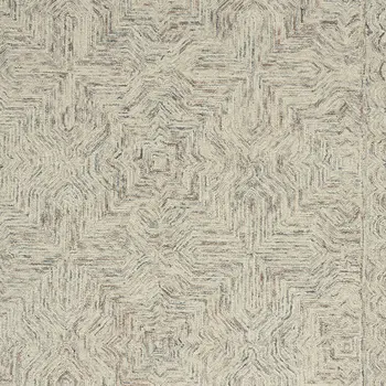 5' X 8' Ivory and Blue Wool Geometric Area Rug