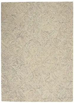 5' X 8' Ivory Tan and Gray Wool Geometric Area Rug