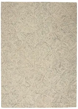 5' X 8' Ivory Tan and Gray Wool Geometric Area Rug