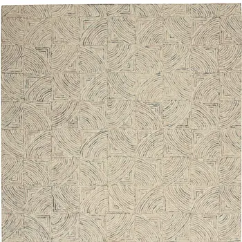 5' X 8' Ivory Tan and Gray Wool Geometric Area Rug