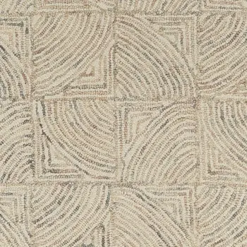 8' Ivory Tan and Gray Wool Geometric Runner Rug