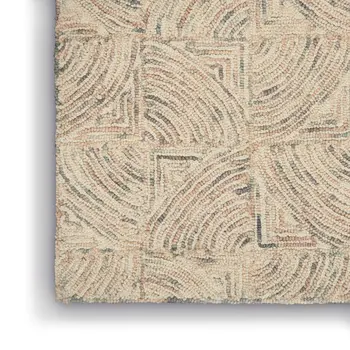 4' X 6' Ivory Tan and Gray Wool Geometric Area Rug
