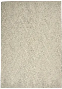 5' X 8' Ivory and Gray Wool Chevron Area Rug