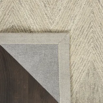 5' X 8' Ivory and Gray Wool Chevron Area Rug
