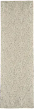 8' Ivory and Gray Wool Chevron Runner Rug