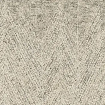 8' Ivory and Gray Wool Chevron Runner Rug