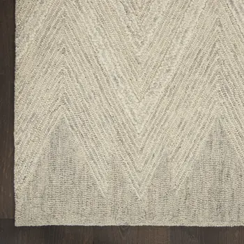 4' X 6' Ivory and Gray Wool Chevron Area Rug