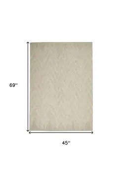 4' X 6' Ivory and Gray Wool Chevron Area Rug