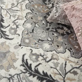 4' X 6' Ivory Black and Gray Floral Medallion Non Skid Area Rug