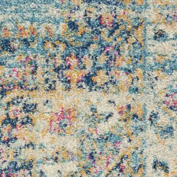 4' X 6' Gray and Black Floral Medallion Non Skid Area Rug