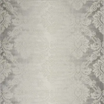 4' X 6' Gray and Ivory Damask Distressed Non Skid Area Rug