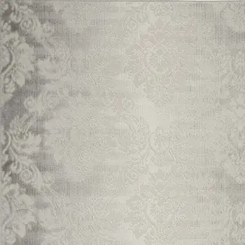 4' X 6' Gray and Ivory Damask Distressed Non Skid Area Rug