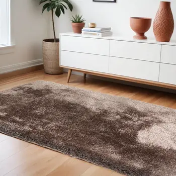 8' X 11' Charcoal Shag Hand Tufted Area Rug