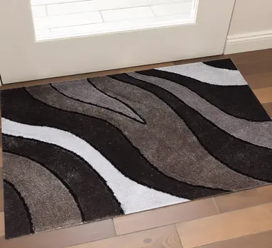 2' X 3' Brown and White Shag Hand Tufted Area Rug