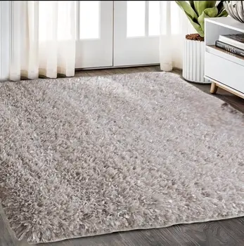 8' X 11' Beige Shag Hand Tufted Area Rug