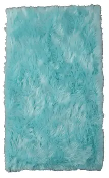 4' X 6' Turquoise Faux Sheepskin Shag Washable Area Rug
