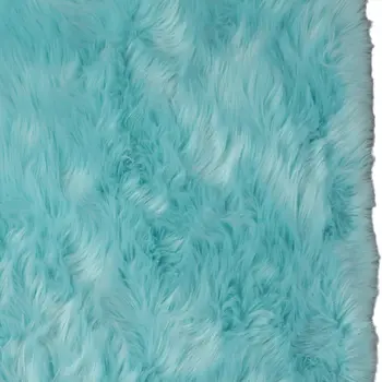 4' X 6' Turquoise Faux Sheepskin Shag Washable Area Rug