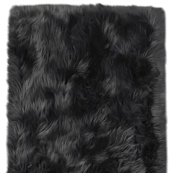 4' X 6' Dark Gray Faux Fur Washable Area Rug