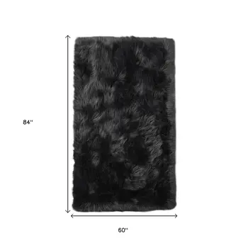 5' X 7' Gray Faux Fur Shag Washable Area Rug