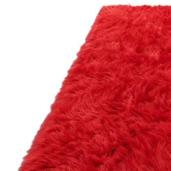 2' X 5' Red Faux Sheepskin Shag Washable Area Rug