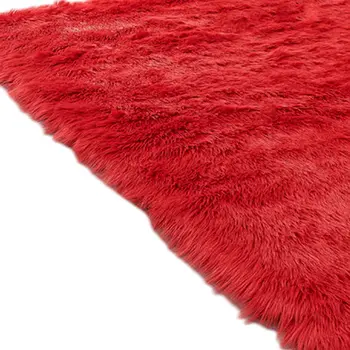 4' X 6' Red Faux Sheepskin Shag Washable Area Rug