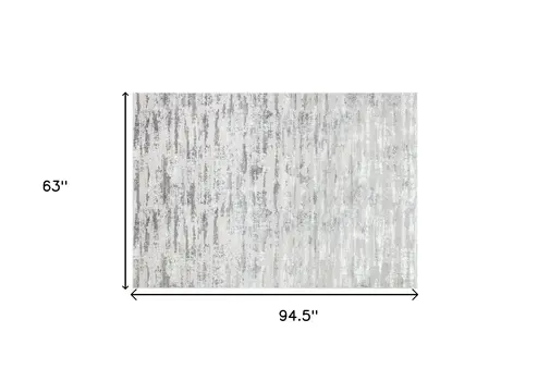 5' X 8' Silver Gray And Off White Abstract Washable Area Rug