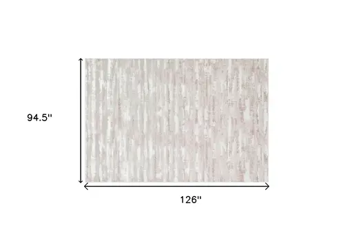 8' X 11' Pink Beige And Off White Abstract Washable Area Rug