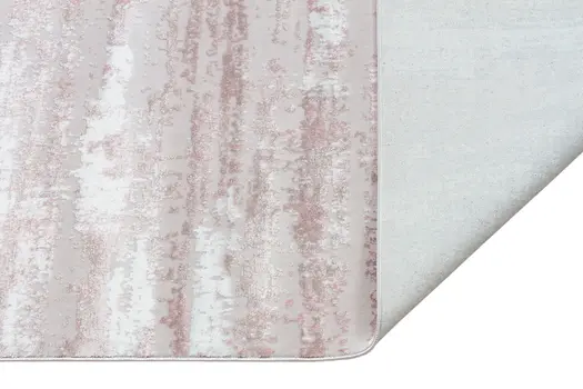 8' X 11' Pink Beige And Off White Abstract Washable Area Rug
