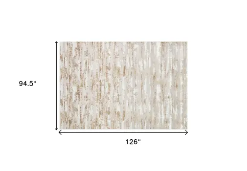 8' X 11' Beige Ivory And Off White Abstract Washable Area Rug