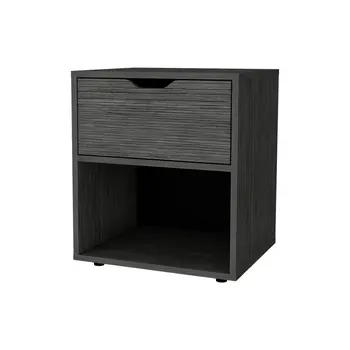 20" Gray Wood One Drawer Nightstand
