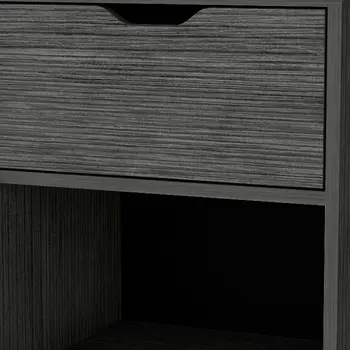 20" Gray Wood One Drawer Nightstand