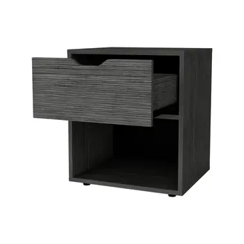 20" Gray Wood One Drawer Nightstand