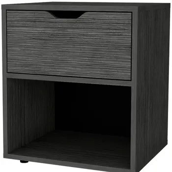20" Gray Wood One Drawer Nightstand
