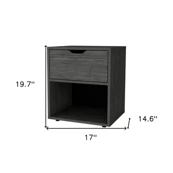 20" Gray Wood One Drawer Nightstand