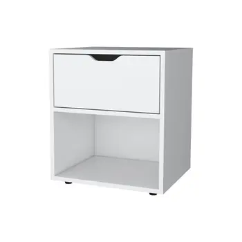 20" White Wood One Drawer Nightstand