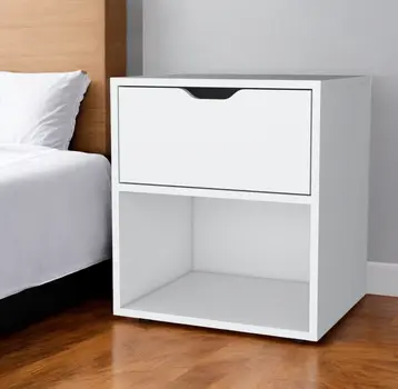 20" White Wood One Drawer Nightstand