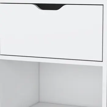 20" White Wood One Drawer Nightstand