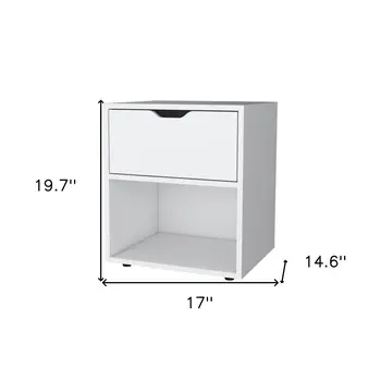 20" White Wood One Drawer Nightstand