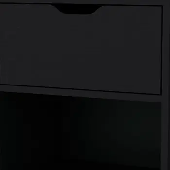 20" Black Wood One Drawer Nightstand