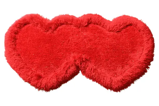 2' X 5' Red Dual Heart Shag Hand Tufted Area Rug