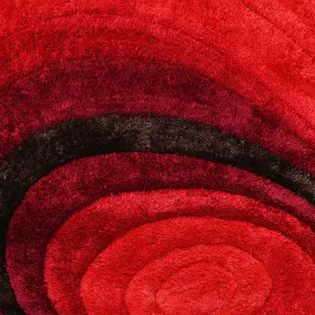 8' X 11' Red And Black Geometric Shag Hand Tufted Area Rug