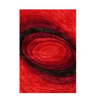 8' X 11' Red And Black Geometric Shag Hand Tufted Area Rug