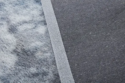 7' X 10' Gray and White FauX Fur Abstract Shag Non Skid Area Rug